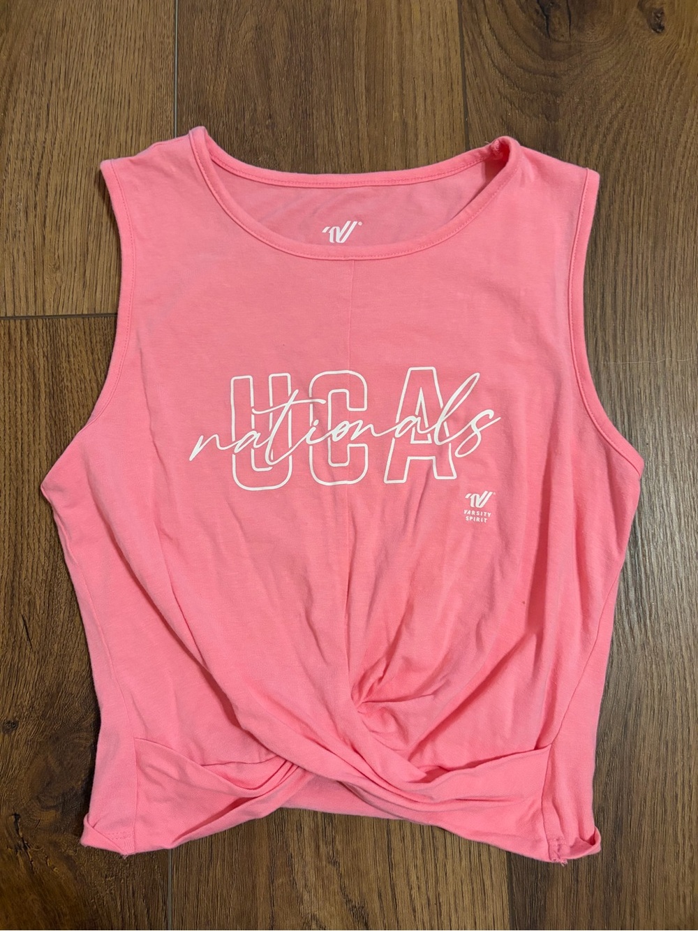 UCA Nationals Pink Sleeveless Knot-Front Tank Top